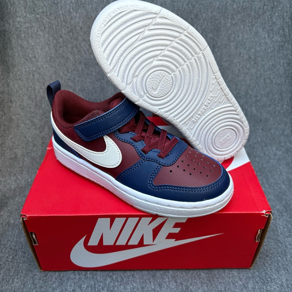 Nike Court Borough Recraft Low Toddler 11C Sneakers W/ Strap Blue Maroon White